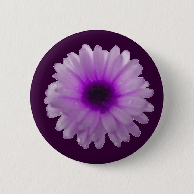 Badge Rond 5 Cm Bouton Marigold blanc et violet (Devant)