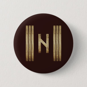 Badge Rond 5 Cm Bouton marron Hagalaz Grunge (Rond)