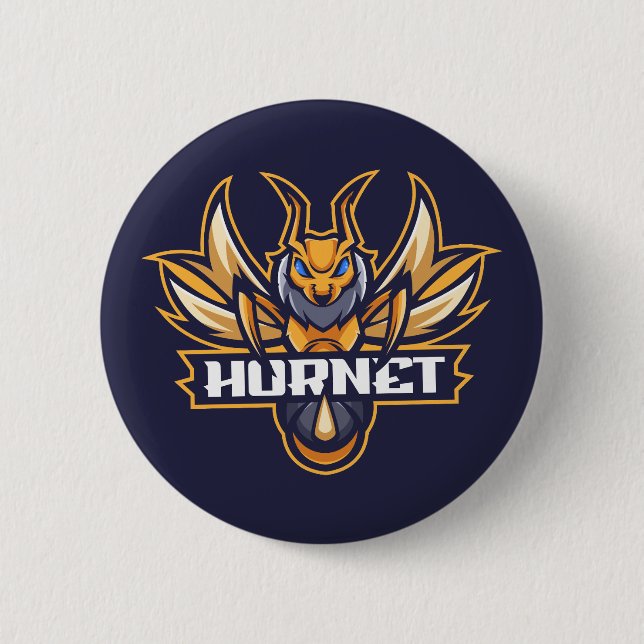 Badge Rond 5 Cm Bouton Mascot Hornets (Devant)