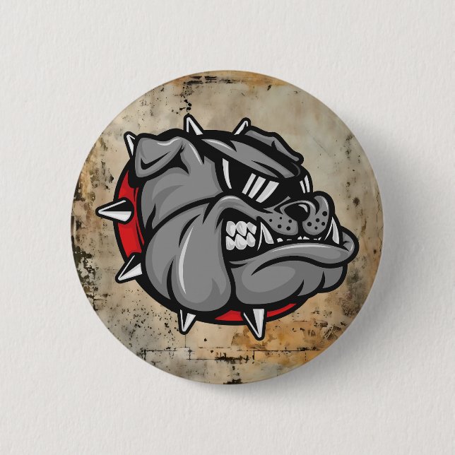 Badge Rond 5 Cm Bouton Mascotte Bulldogs (Devant)