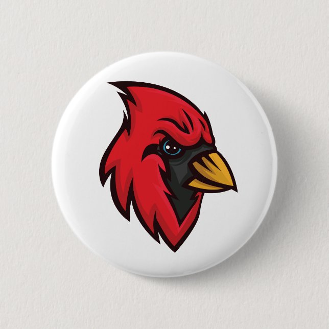 Badge Rond 5 Cm Bouton Mascotte Cardinal (Devant)