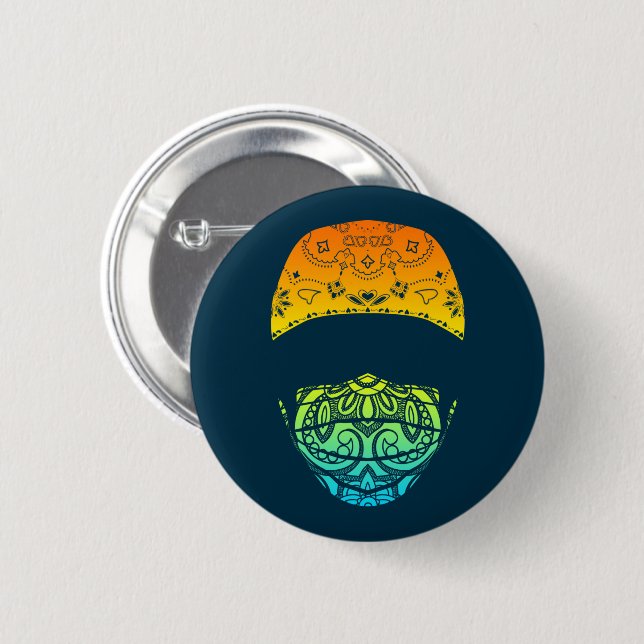 Badge Rond 5 Cm bouton masqué cachemire (Devant & derrière)