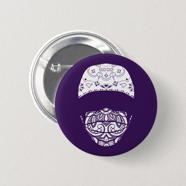 Badge Rond 5 Cm bouton masqué cachemire (Devant & derrière)