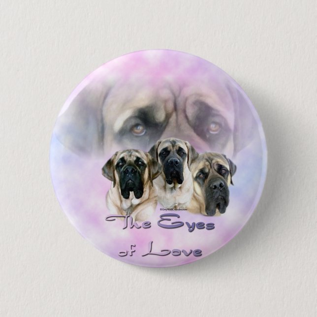 Badge Rond 5 Cm Bouton Mastiff Eyes of Love (Devant)