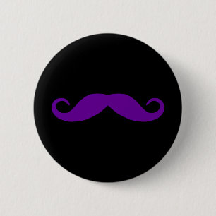 Badge Rond 5 Cm Bouton mauve de moustache