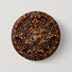 Badge Rond 5 Cm Bouton Mayan Sun-Calender "AZTECA"