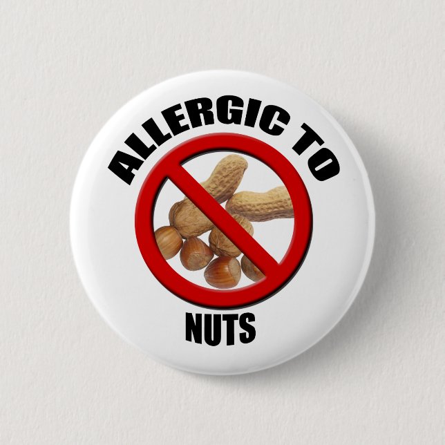Badge Rond 5 Cm Bouton Médicale d'alerte Allergic to Nuts (Devant)