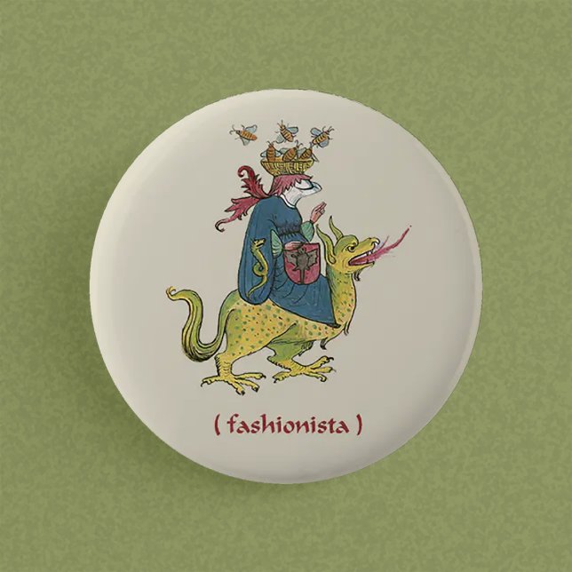 Badge Rond 5 Cm Bouton médiéval "Fashionista" (Créateur téléchargé)