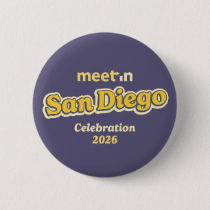 Badge Rond 5 Cm Bouton Meet-in San Diego - fond sombre