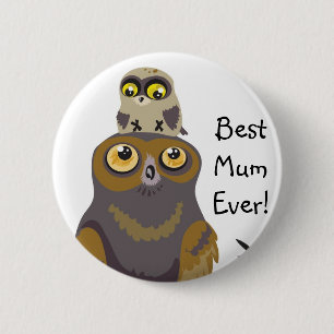 Badge Rond 5 Cm Bouton Meilleure Chouette de maman