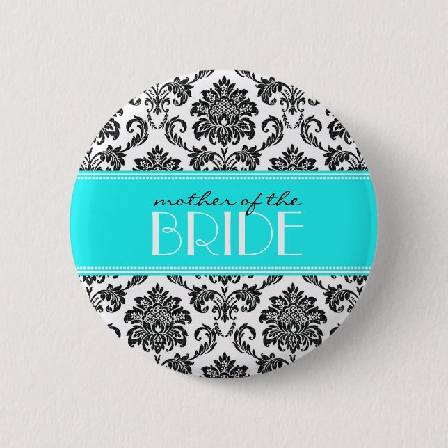 Badge Rond 5 Cm Bouton Mère De La Mariée Damask (Devant)