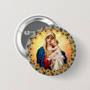Badge Rond 5 Cm Bouton Mère Mary