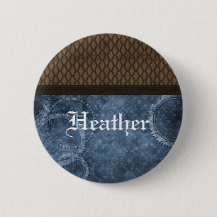Badge Rond 5 Cm Bouton Metal Gear Steampunk, Bleu