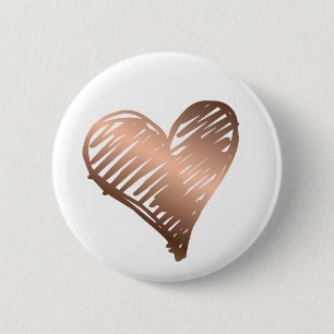 Badge Rond 5 Cm Bouton métallique de coeur d'or