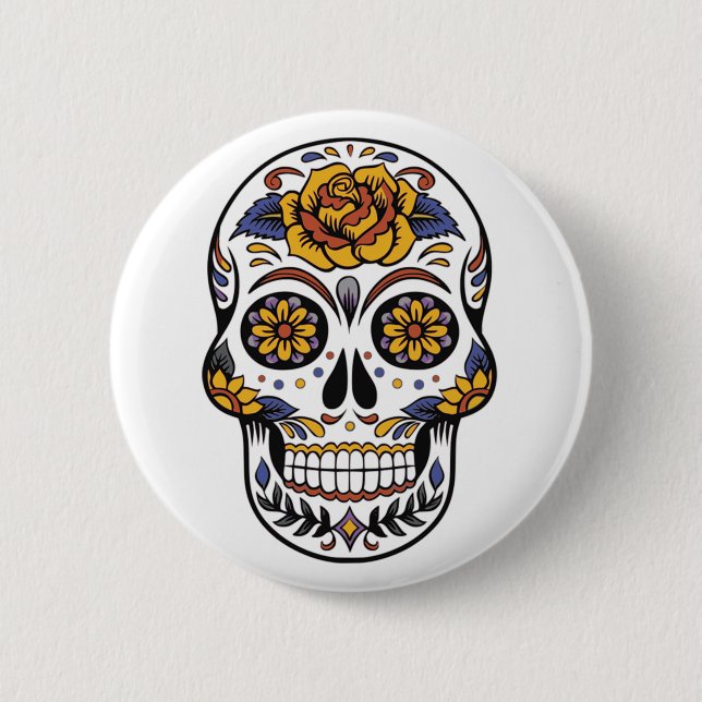 Badge Rond 5 Cm Bouton mexicain de la broche de masque d'Halloween (Devant)