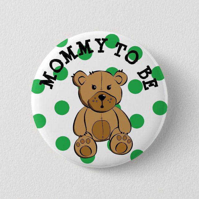 Badge Rond 5 Cm Bouton mignon Brown Teddy Bear maman à être (Devant)