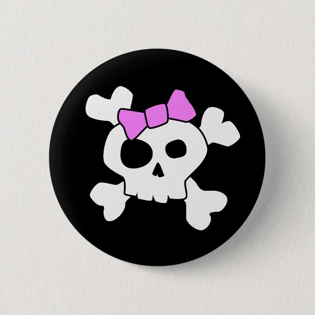 Badge Rond 5 Cm Bouton mignon crâne fille (Devant)