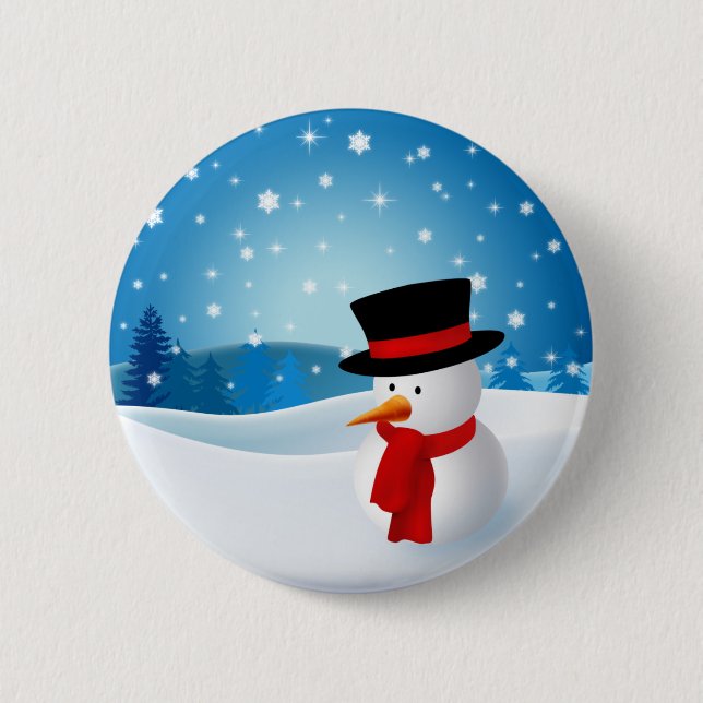 Badge Rond 5 Cm Bouton mignon de bonhomme de neige (Devant)