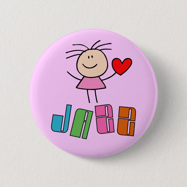 Badge Rond 5 Cm Bouton mignon de fille de jazz (Devant)