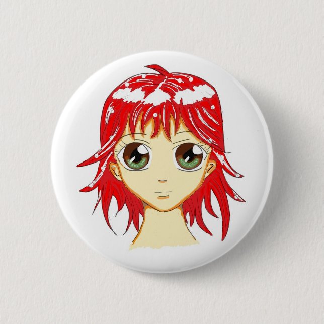 Badge Rond 5 Cm Bouton mignon de fille de Manga (Devant)