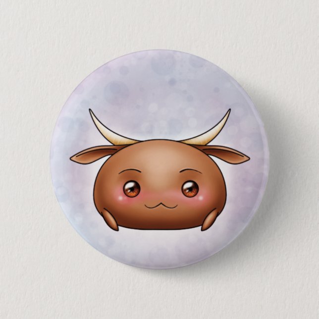 Badge Rond 5 Cm Bouton mignon de goutte de boeuf (Devant)