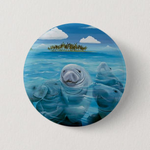 Badge Rond 5 Cm Bouton mignon de lamantin rond