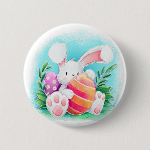 Badge Rond 5 Cm Bouton mignon de Pin de l'aquarelle de lapin de
