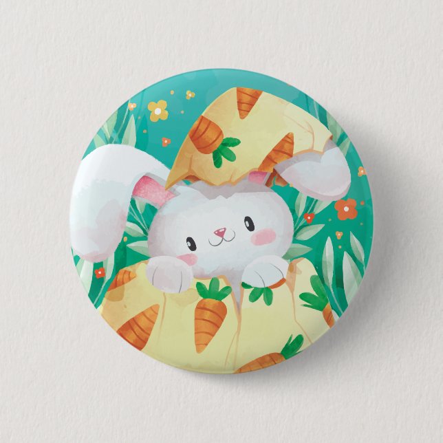 Badge Rond 5 Cm Bouton mignon de Pin de l'aquarelle | de lapin de (Devant)
