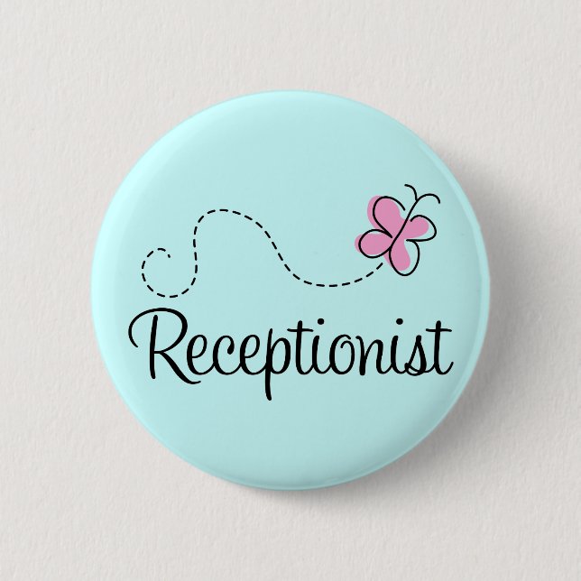 Badge Rond 5 Cm Bouton mignon de réceptionniste (Devant)