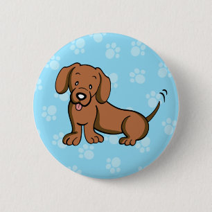 Badge Rond 5 Cm Bouton mignon de teckel de chien de bande dessinée