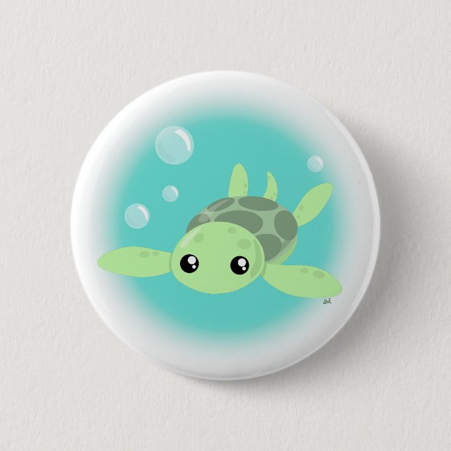 Badge Rond 5 Cm Bouton mignon de tortue de mer (Devant)