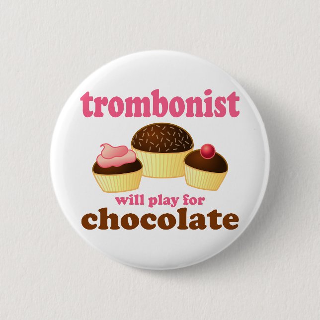 Badge Rond 5 Cm Bouton mignon de trombone de chocolat (Devant)