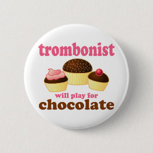 Badge Rond 5 Cm Bouton mignon de trombone de chocolat