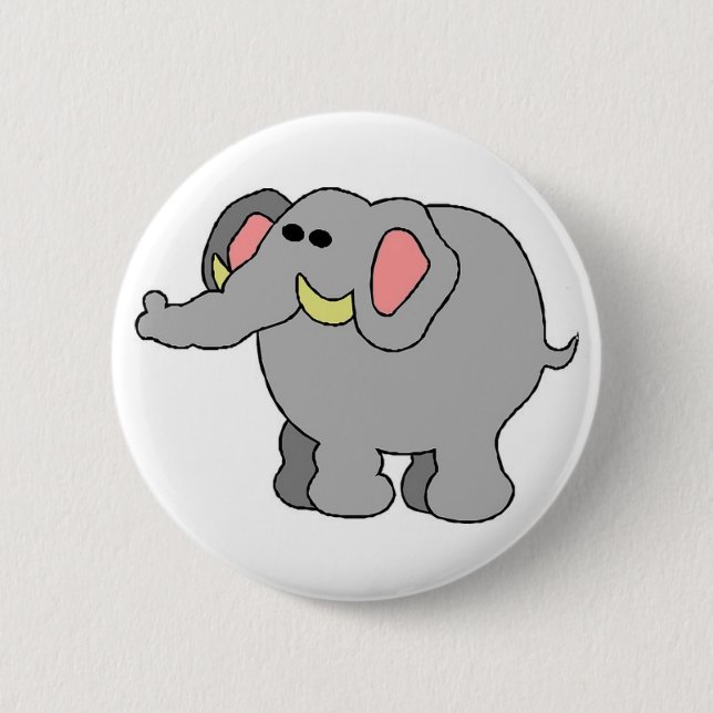 Badge Rond 5 Cm Bouton mignon d'éléphant (Devant)