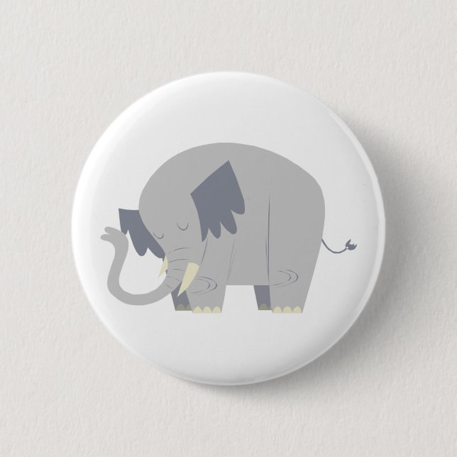Badge Rond 5 Cm Bouton mignon d'éléphant (Devant)