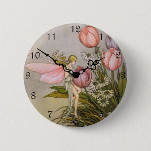Badge Rond 5 Cm Bouton mignon d'enfant de style d'horloge - 'fée