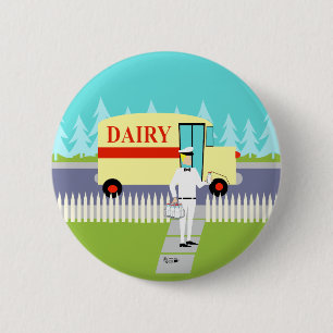 Badge Rond 5 Cm Bouton Milkman de la petite ville rétro