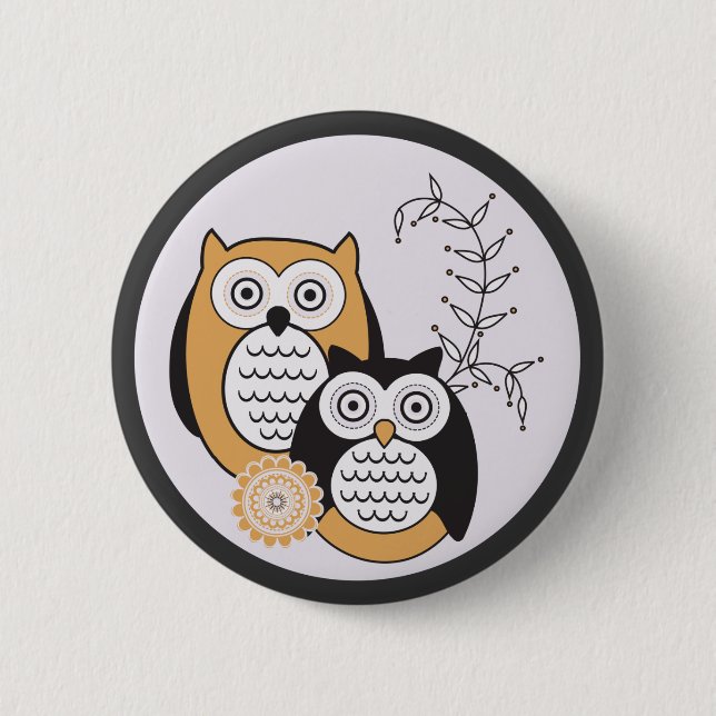 Badge Rond 5 Cm Bouton moderne de hiboux (Devant)