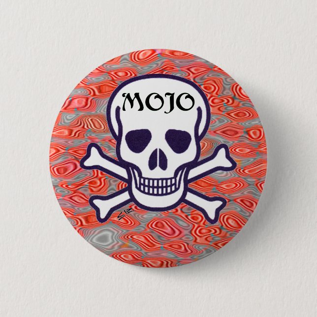 Badge Rond 5 Cm Bouton Mojo Skull lava (Devant)