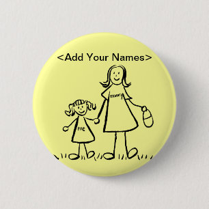 Badge Rond 5 Cm Bouton Mommy and Me (noms de Personnaliser)