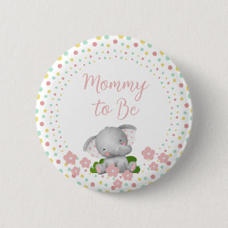 Badge Rond 5 Cm Bouton Mommy to Be Baby shower - Eléphant rose
