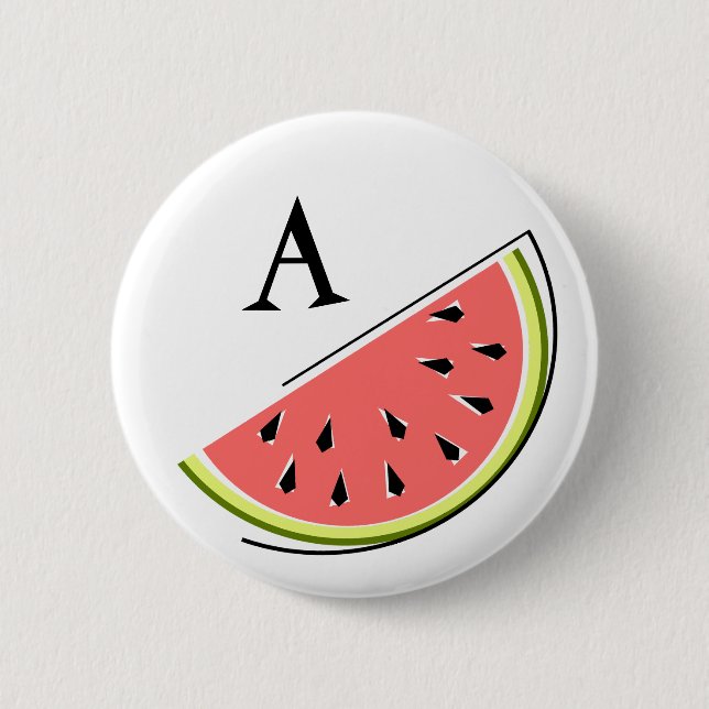 Badge Rond 5 Cm Bouton Monogramme de tranche de pastèque (Devant)