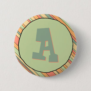 Badge Rond 5 Cm Bouton Monogramme des rayures funky
