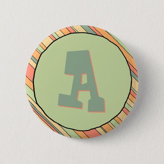 Badge Rond 5 Cm Bouton Monogramme des rayures funky (Devant)