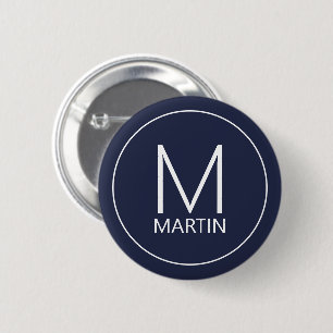 Badge Rond 5 Cm Bouton Monogramme et nom personnalisé moderne