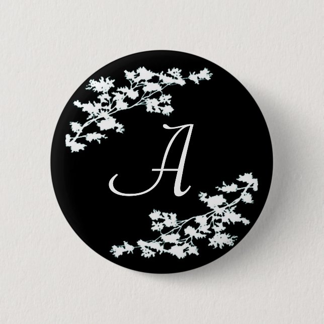 Badge Rond 5 Cm Bouton Monogramme Floral Deco (Devant)