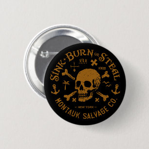 Badge Rond 5 Cm Bouton Montauk Salvage Co / Couler, Brûler Ou Vole