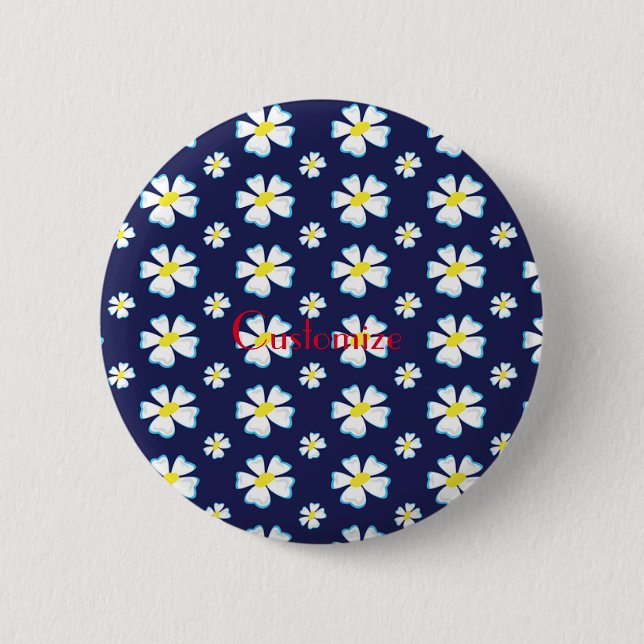 Badge Rond 5 Cm Bouton Motif de fleurs blanches Thunder_Cove (Devant)