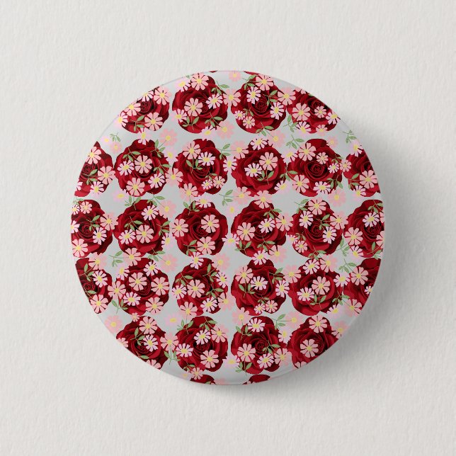 Badge Rond 5 Cm Bouton Motif fleuri complexe (Devant)