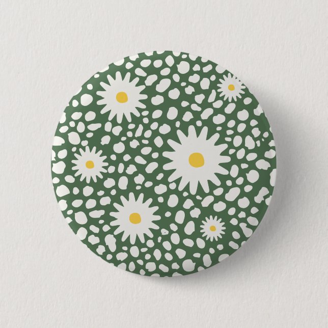 Badge Rond 5 Cm Bouton Motif vert floral (Devant)